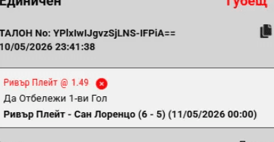 Снимка от отворен талон